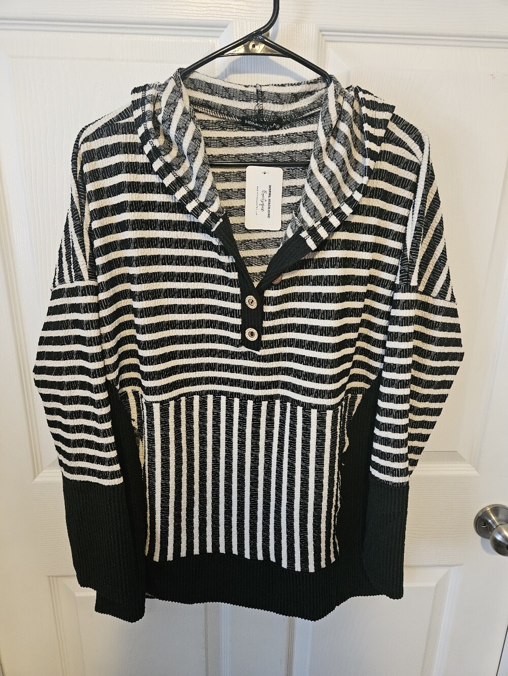 Heimish Textured Striped & Urban Ribbed Hoodie